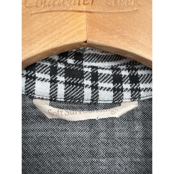 Soft Surroundings Ryden Buffalo Plaid Peplum Tunic Black White size large - Picture 3 of 6